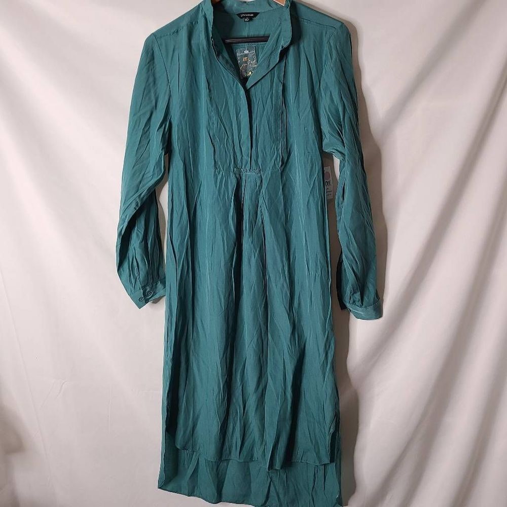 J. Peterman Turquoise Shirt Dress Womens sz 6 NWT